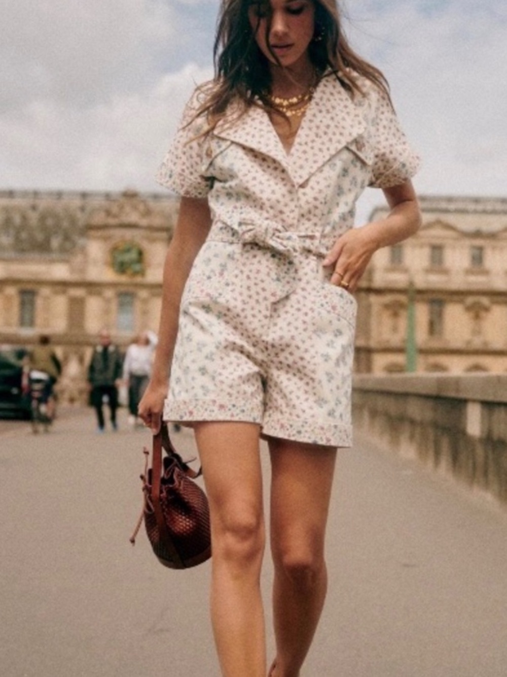New Sezane Gallipoli Floral Denim Romper in Size 38 (6) - Picture 3 of 6